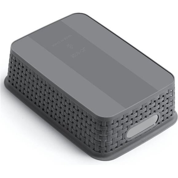 Plastic Storage Baskets Set of 8 Gray Organizer Bins for Closet Shelf Cabinet - Picture 5 of 7